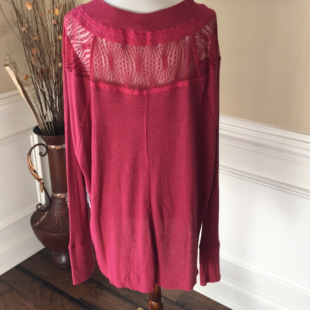 Free People Mesh Neckline Prairie Knit Tunic Top - Picture 7 of 8